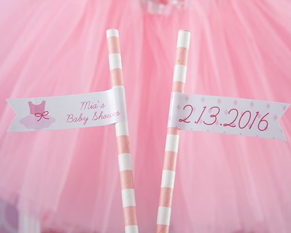 31527NA Personalized Party Straw Flags - Tutu Cute