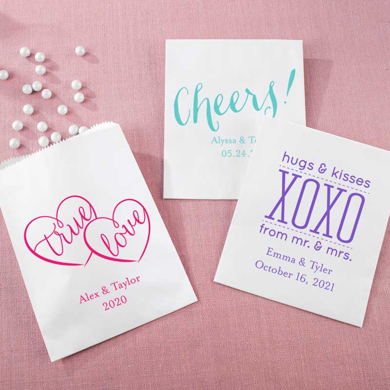 28389WT Personalized White Goodie Bag - Wedding, Set of 12