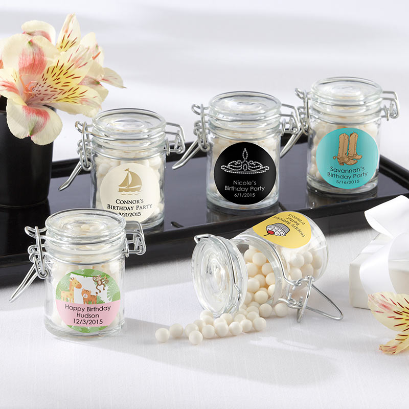 Picture of Kate Aspen 27037NA-BD Personalized Glass Favor Jars - Birthday, Set of 12