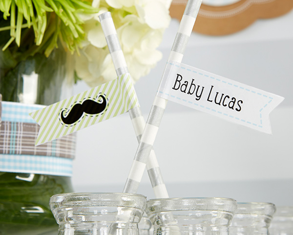 31317NA Personalized Party Straw Flags - Little Man