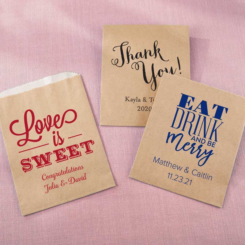 28389KR Personalized Kraft Goodie Bag - Wedding, Set of 12