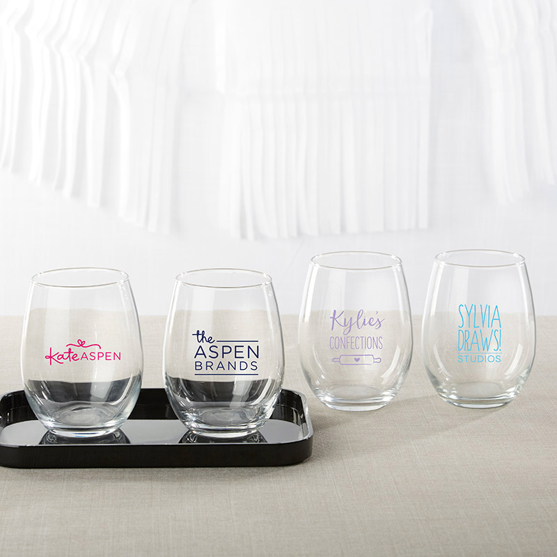 30009NA-CP 9 oz Personalized Stemless Wine Glass -  Kate Aspen