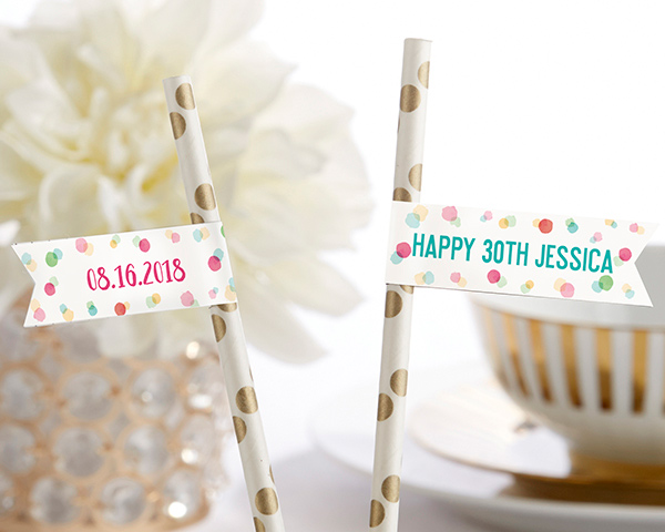 31754NA Personalized Party Straw Flags - Party Time