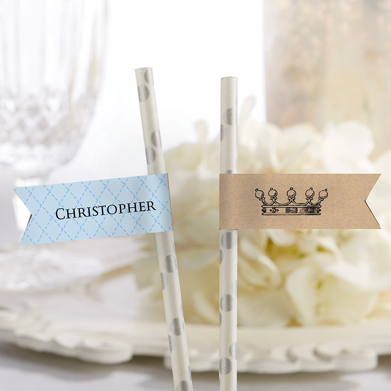 31529NA Personalized Party Straw Flags - Little Prince