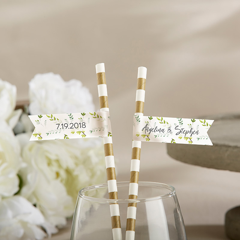 31878NA Personalized Party Straw Flags - Botanical Garden