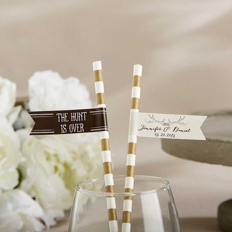 31441NA Personalized Party Straw Flags - The Hunt is Over
