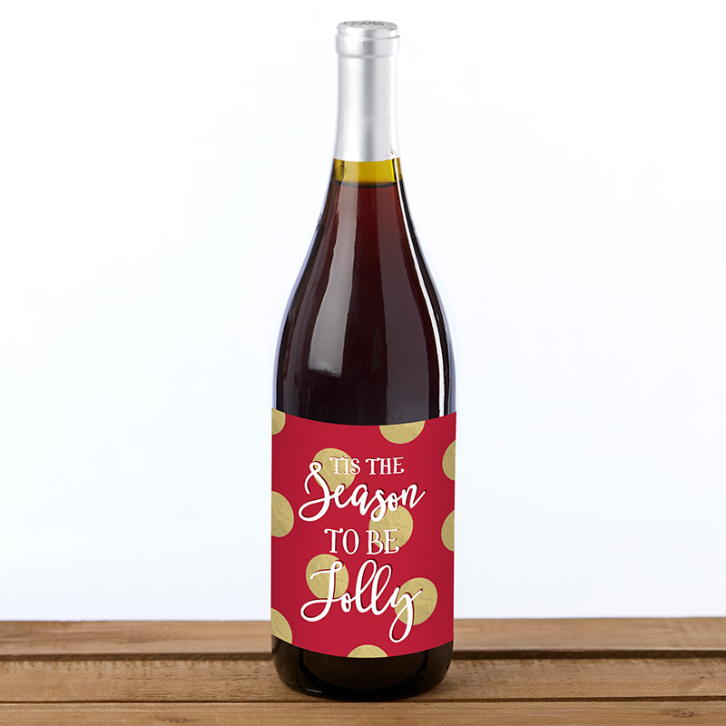 Picture of Kate Aspen 39005NA Christmas Wine Bottle Label - Classic, Set of 6