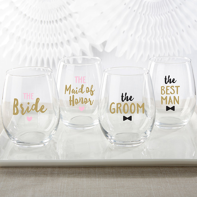 Picture of Kate Aspen 30023NA-BR4 15 oz Bridal Party Stemless Wine Glass, Set of 4