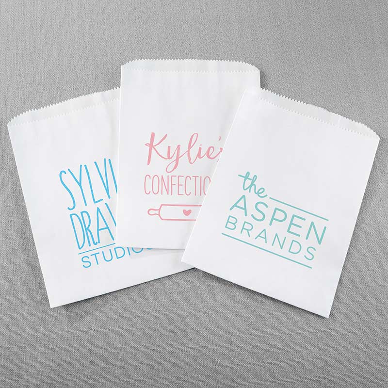 28392WT-CP Personalized White Goodie Bags, Set of 12