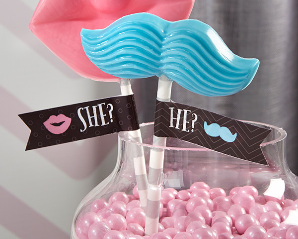 31319NA Personalized Party Straw Flags - My Gender Reveal