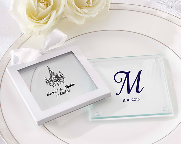 Picture of Kate Aspen 27075NA Personalized Glass Coasters - Wedding - Set of 12