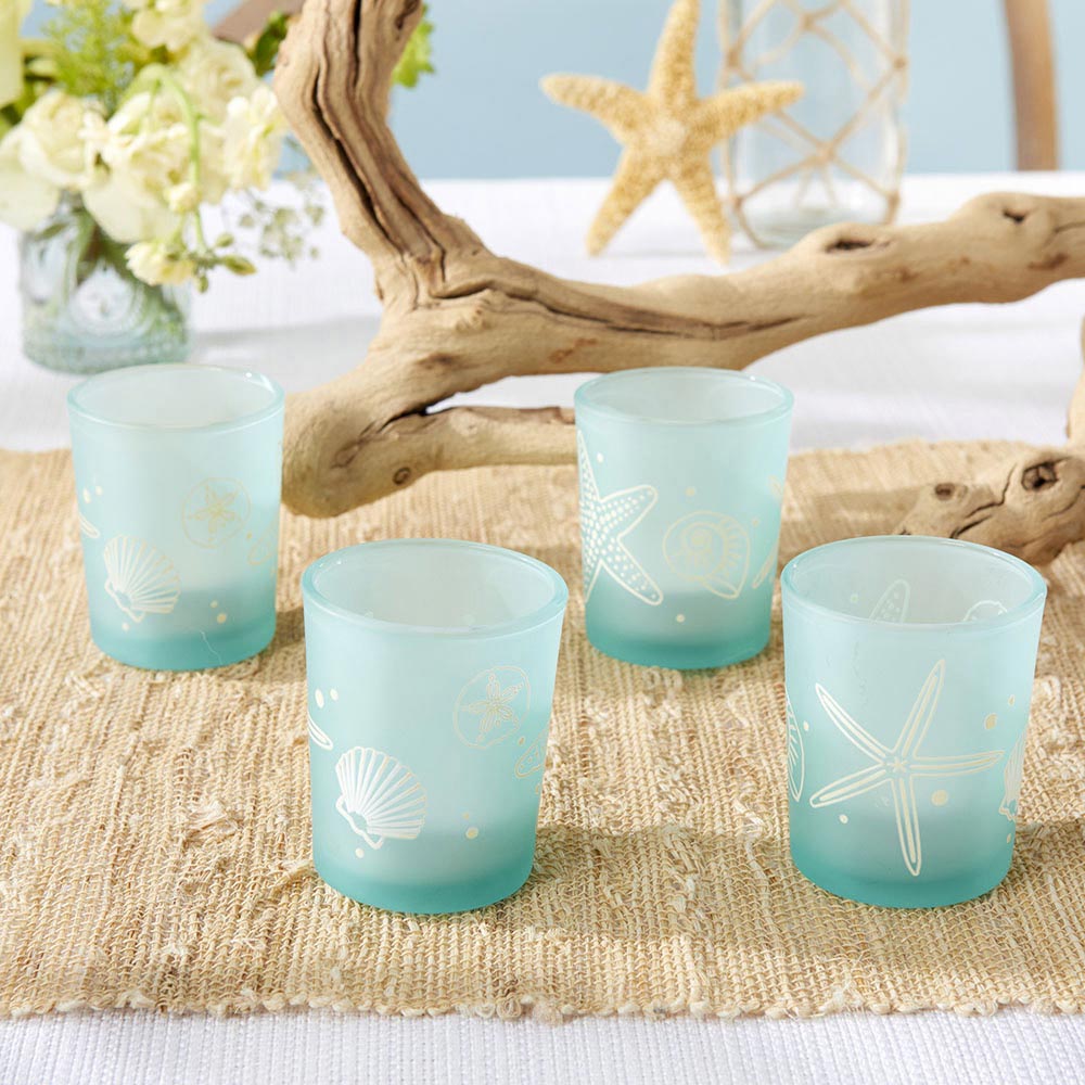Picture of Kate Aspen 27190NA 2 x 2.6 in. Beach Party Frosted Glass Votive Decor - Set of 4