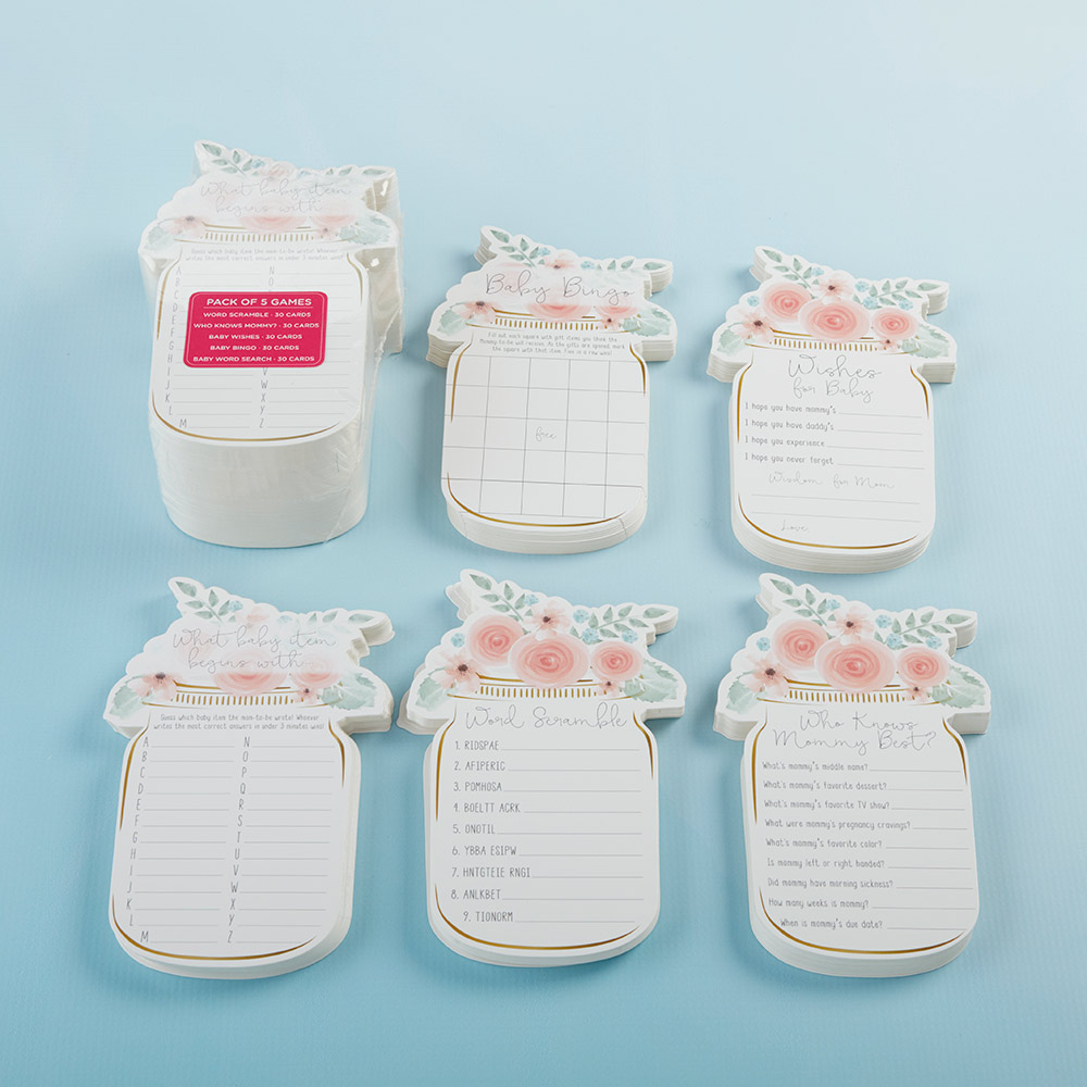 Picture of Kate Aspen 28477NA 0.01 x 4.3 x 6.9 in. Floral Mason Jar Baby Shower Game Card Set - Pack of 5 - 30 Sheets Each