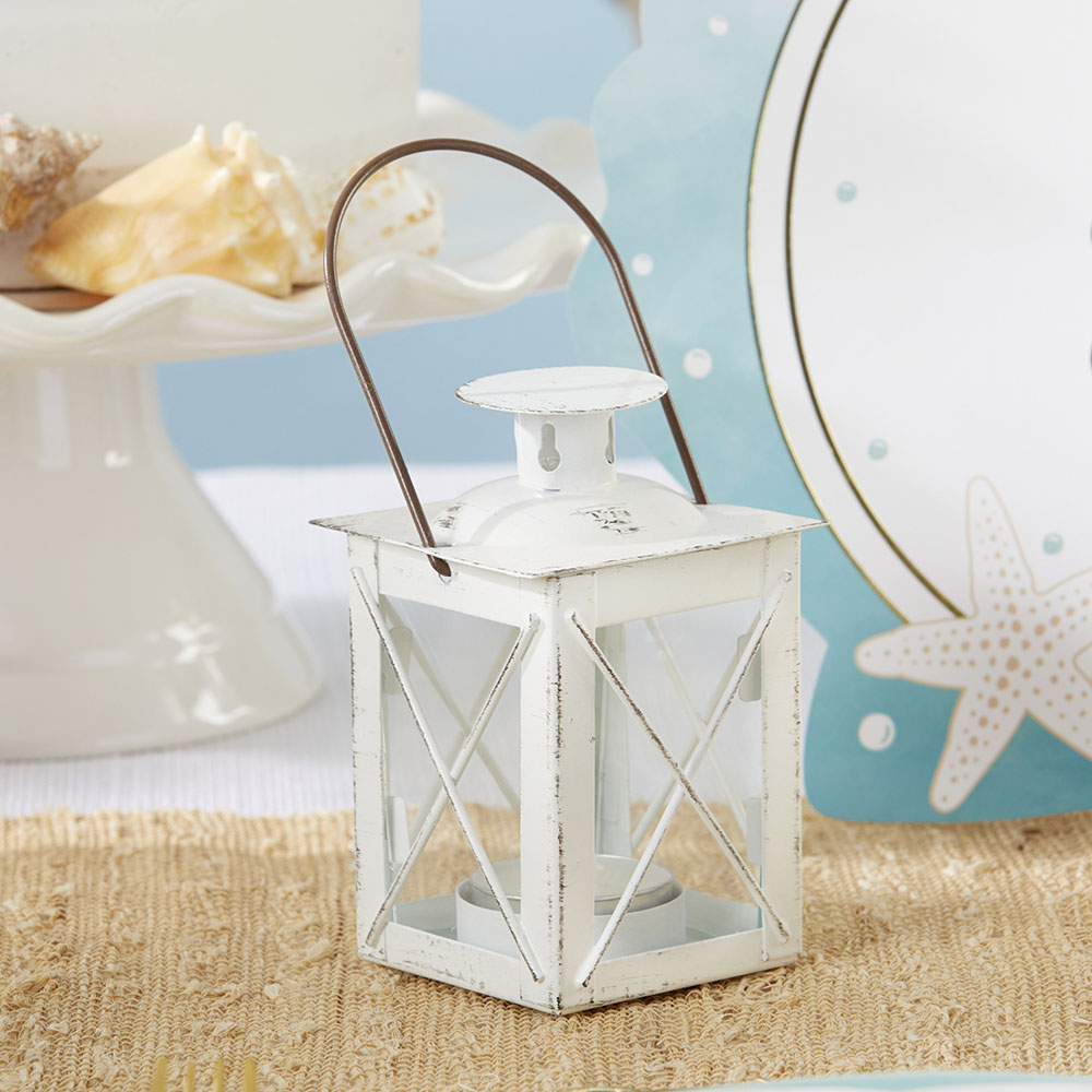14006DW 4.5 x 2.4 x 2.4 in. Luminous Distressed Mini-Lantern Tea Light Holder, White