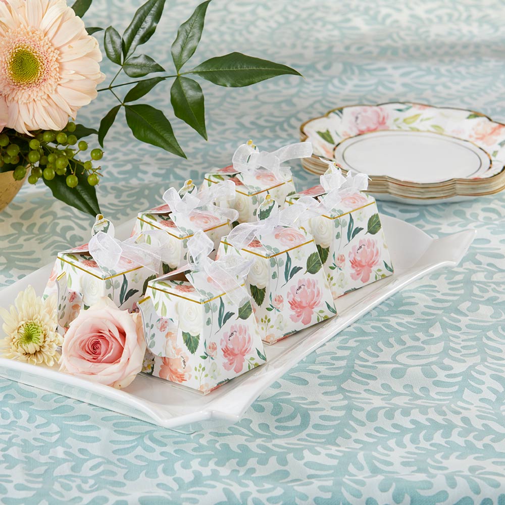 Floral Teapot Favor Box - Multi-Color - Set of 24 - Elegant Design