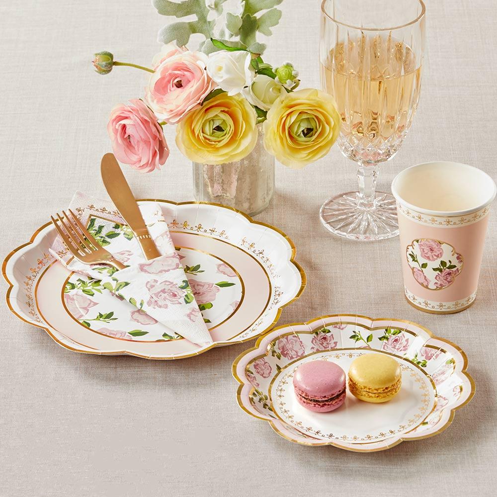 Picture of Kate Aspen 00216NA-KIT 0.01 x 6.5 x 6.5 in. Tea Time Whimsy Party Tableware Set for 16 Guests&#44; Pink - 72 Piece