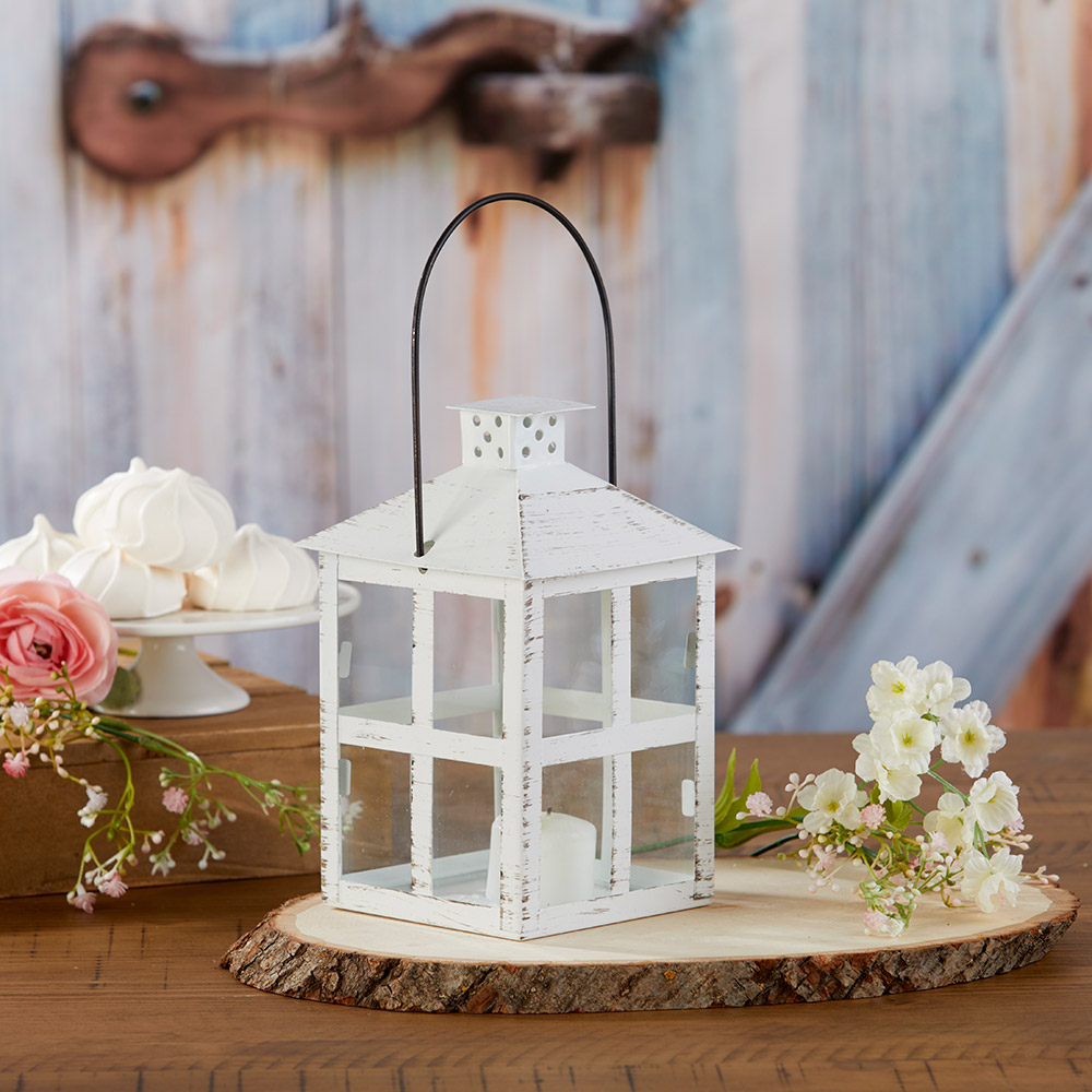 14135WT 10.2 x 4.5 x 4.5 in. Vintage Distressed Lantern, White - Large
