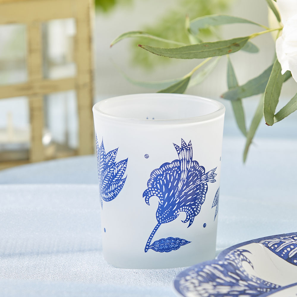 Kate Aspen Blue Willow Frosted Glass (Set of 4) Holders, One Size Votive