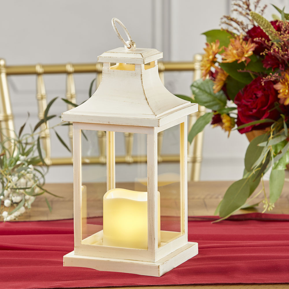 11.5 x 5.3 x 5.3 in. LED Vintage Decorative Ivory Hampton Lantern