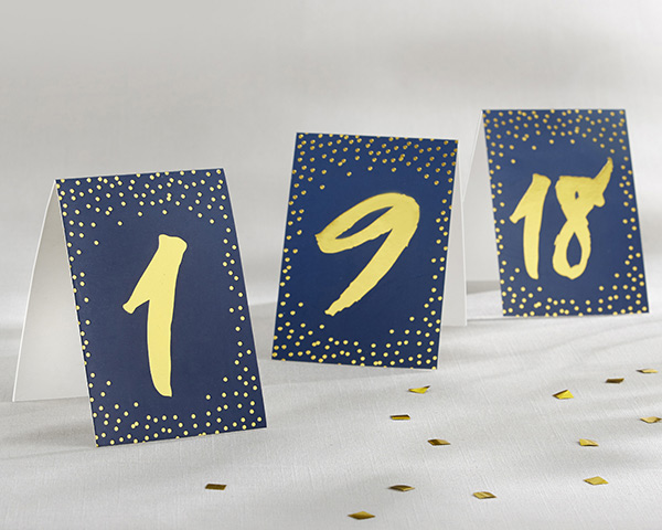 Picture of Kate Aspen 28289NA Navy & Gold Foil Tented Table Numbers - 1 to 18