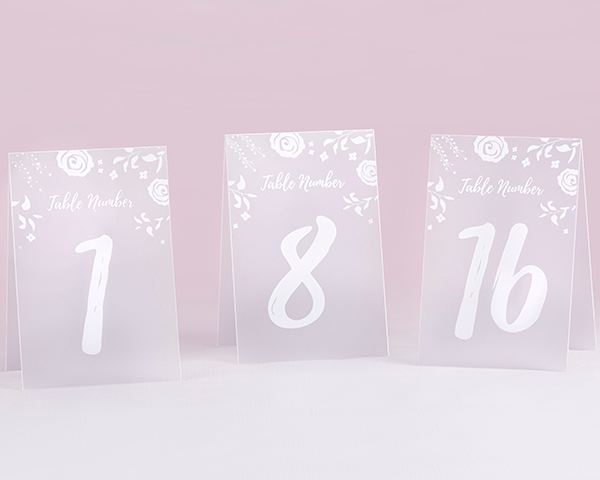 Picture of Kate Aspen 18122NA White Frosted Floral Tented Table Numbers - 1 to 18