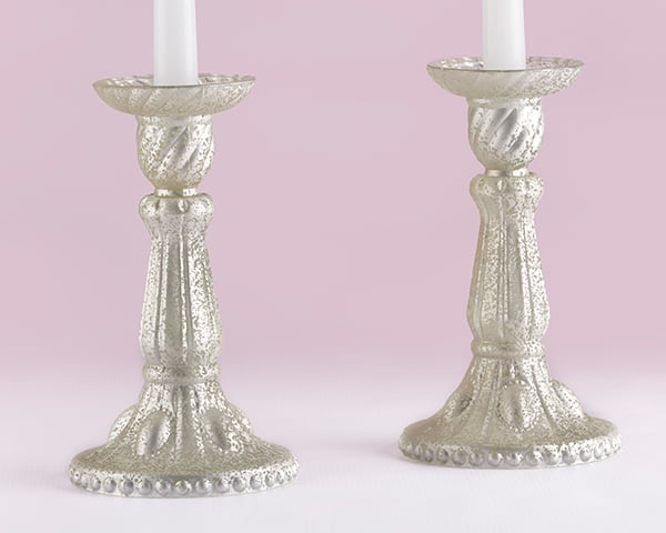 Picture of Kate Aspen 27117NA Light Champagne Frosted Mercury Glass Candlesticks