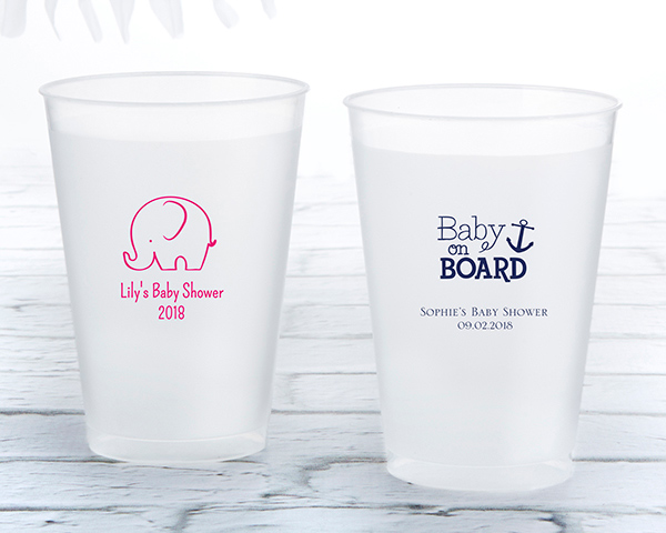 18146NA-BB 12 oz Personalized Frosted Flex Cup - Baby Shower