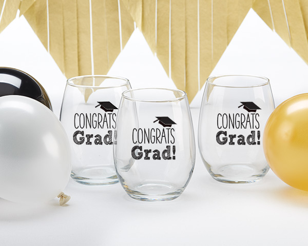 Picture of Kate Aspen 30023NA-CG 15 oz Congrats Grad Stemless Wine Glass - Set of 4