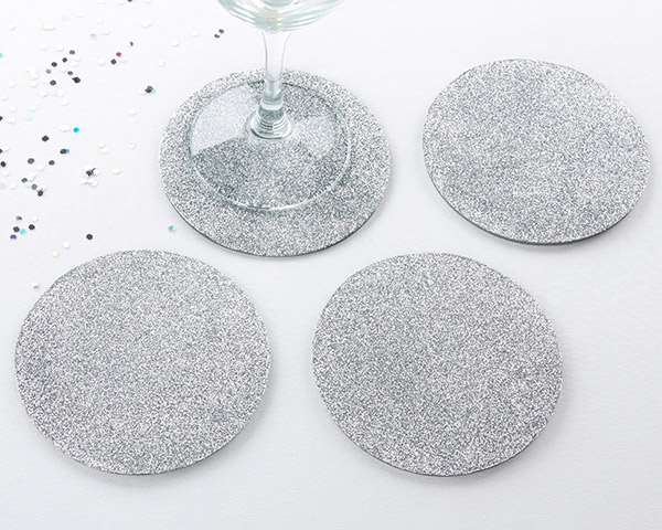Picture of Kate Aspen 18127SV Silver Glitter Coasters