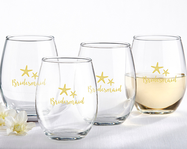 Picture of Kate Aspen 30023NA-BRM1 15 oz Bridesmaids Beach Tides Stemless Wine Glass - Set of 4