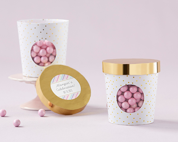 Ice Cream Favor Box - Gold Dot - Set of 12