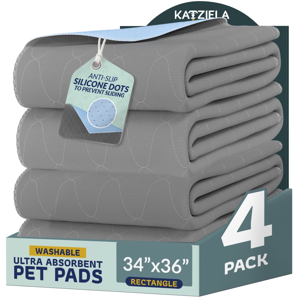 KAT-WPPGW-34X36-4 Washable Pee Pads  34  36 (4 Pack)