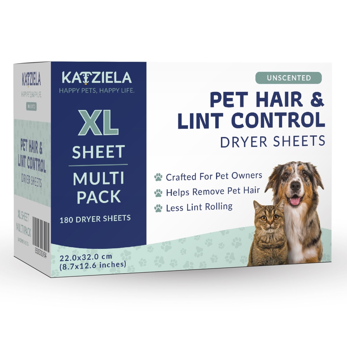 KAT-UDS-180 Unscented Pet Hair Dryer Sheets - 180 count
