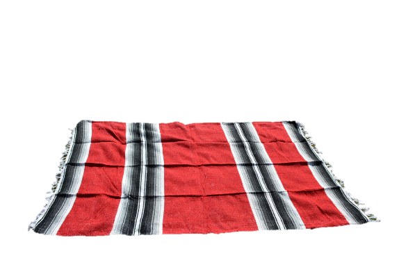 OMTXCB90-Red Handwoven Cotton Picnic Beach Yoga Blanket - Red