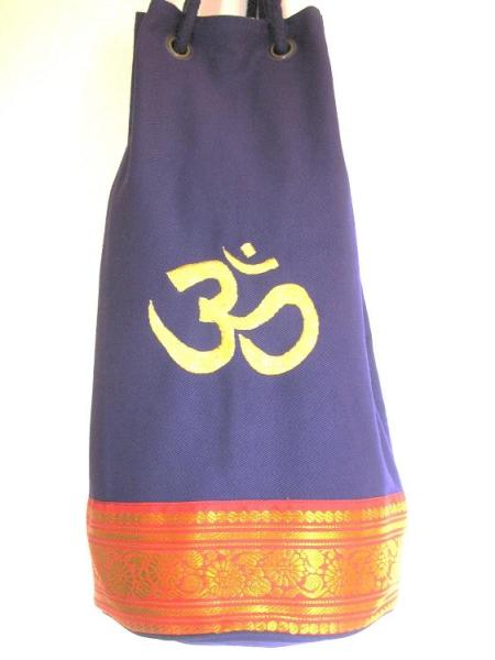 Picture of OMSutra OM101019-Navy-YellowOM OM Kids Yoga Mat Bag with Saree Lace - Navy & Yellow