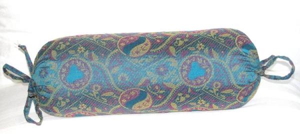 Picture of OMSutra OM162010-Blue Design Yoga Relaxation Silk Neck Pillow Paisley - Blue