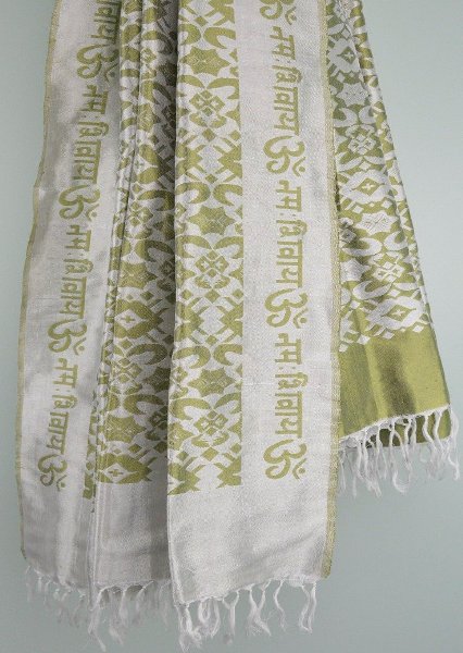 Picture of OMSutra OM303005-PistaGreen Hand Woven Renzit Scarf - Pista Green