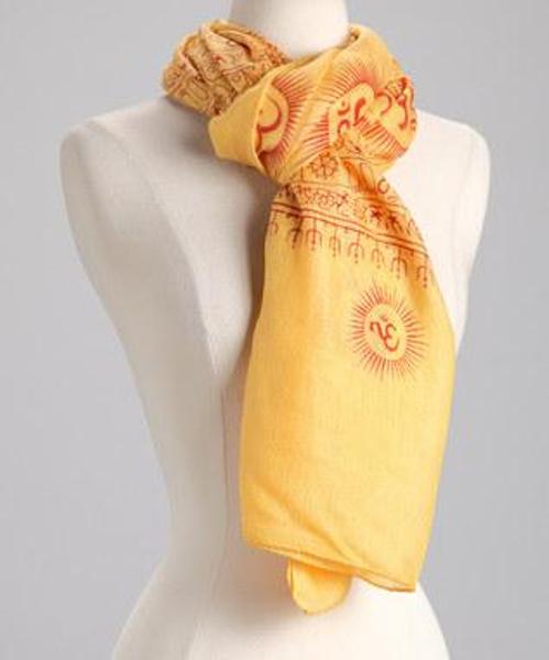Picture of OMSutra OM401011-Yellow OM Hindu Yoga Meditation Prayer Shawl with Base&#44; Yellow - Large