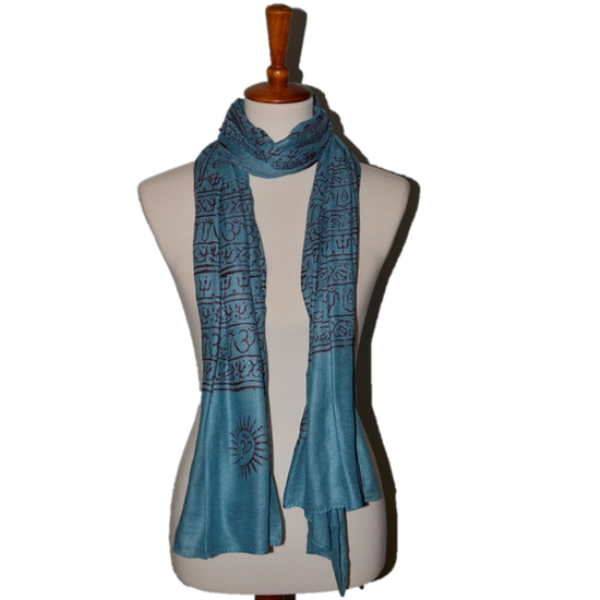 Picture of OMSutra OM414012-Teal OM Bhakti Prayer Shawl with Medium Color Base&#44; Teal