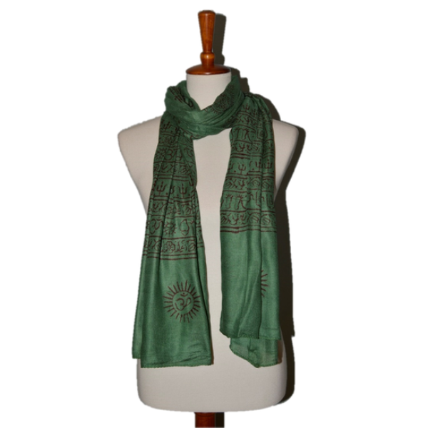 Picture of OMSutra OM414013-Forestgreen OM Bhakti Prayer Shawl with Medium Color Base&#44; Forest Green