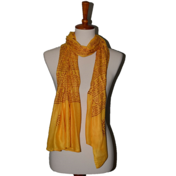 Picture of OMSutra OM414015-Yellow OM Bhakti Prayer Shawl with Medium Color Base&#44; Yellow