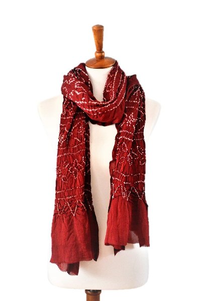 Picture of OMSutra OM431010-winered OMSutra Tie-Dye Designer Fashion Silk Scarves - Winered