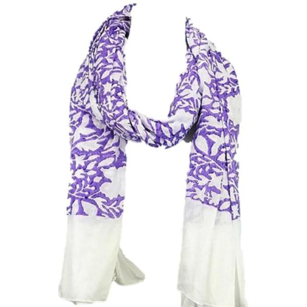 Picture of OMSutra OM703010-Purple Karuna Floral Fashion Scarves - Hand Block Printed by Survivors - Purple