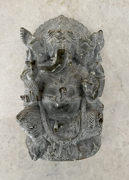 OMNR4110-GaneshaGrey Handcrafted Sculpture in Soapstone Elephant Head God Ganesha - Grey -  OmSutra, OMNR4110_GaneshaGrey