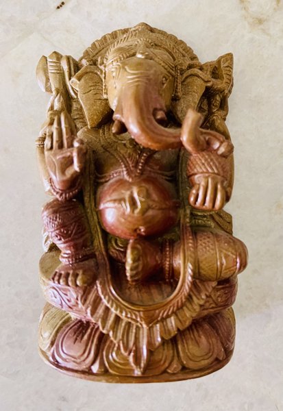 OMNR4111-GaneshaBrown Handcarved Sculpture - Soapstone Elephant Head God Ganesha - Brown -  OmSutra, OMNR4111_GaneshaBrown