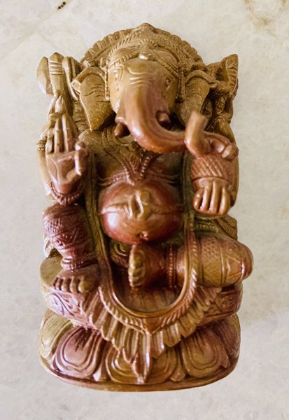 OMNR4112-GaneshaBrown Handcarved Sculpture - Soapstone Elephant Head God Ganesha, Brown - Medium -  Escenario, ES2447189
