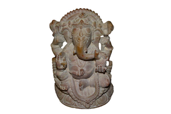 OMNR4113-Grey Handcrafted Sculpture in Soapstone Elephant Head God Ganesha, Grey - Small -  OmSutra, OMNR4113_Grey