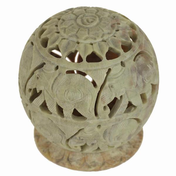 OMPBG4090-SoapStoneBurner Soapstone Hand Carved Cone Burner & Tea Light Candle Holder