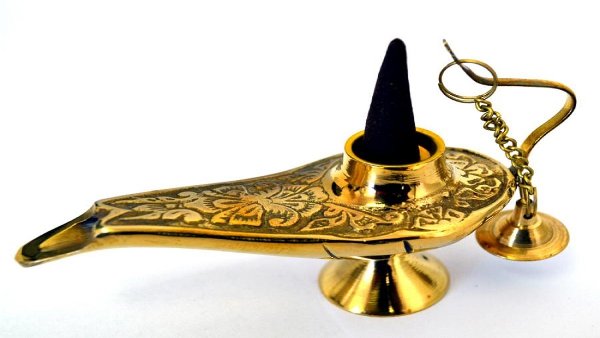 OMSBIB90-Genie 5 in. Mini Brass Genie Cone Burner & Lamp