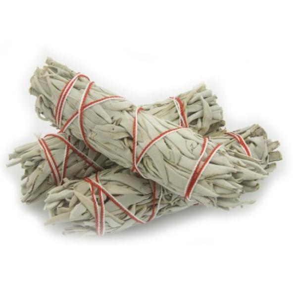 OMSPG2020-WhiteSageSmudge3mini 4-5 in. White Sage Smudge Stick - 3 Mini Bundles